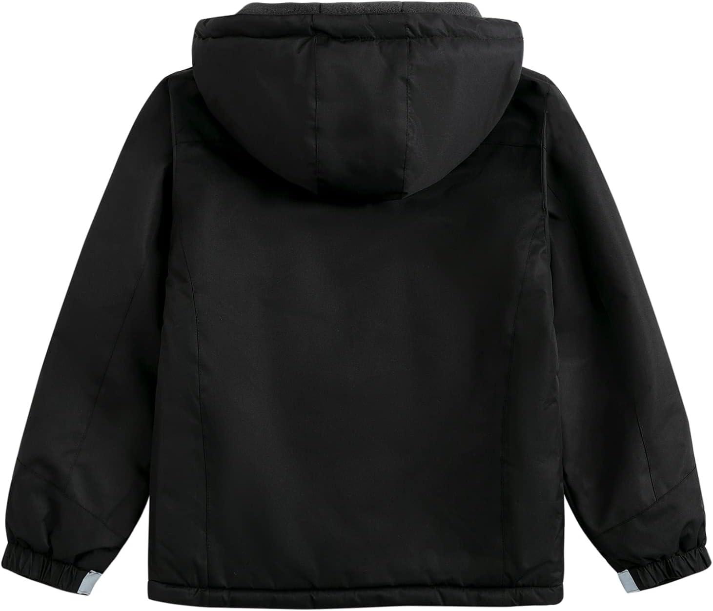 imageSimplee kids Boy Winter Coat Waterproof Ski Jacket Fleece Hooded Snow Warm Padded RaincoatsAbblack