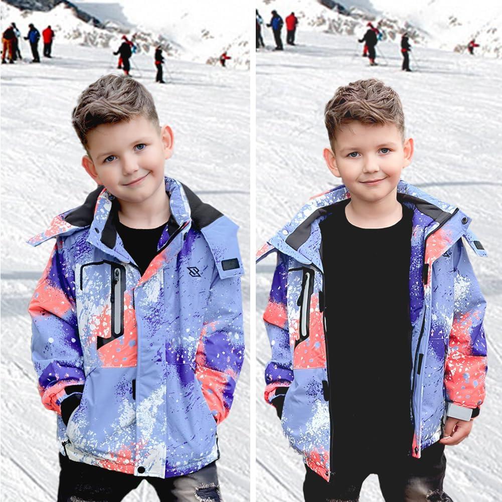 imageSimplee kids Boy Winter Coat Waterproof Ski Jacket Fleece Hooded Snow Warm Padded RaincoatsAfcolour Ink