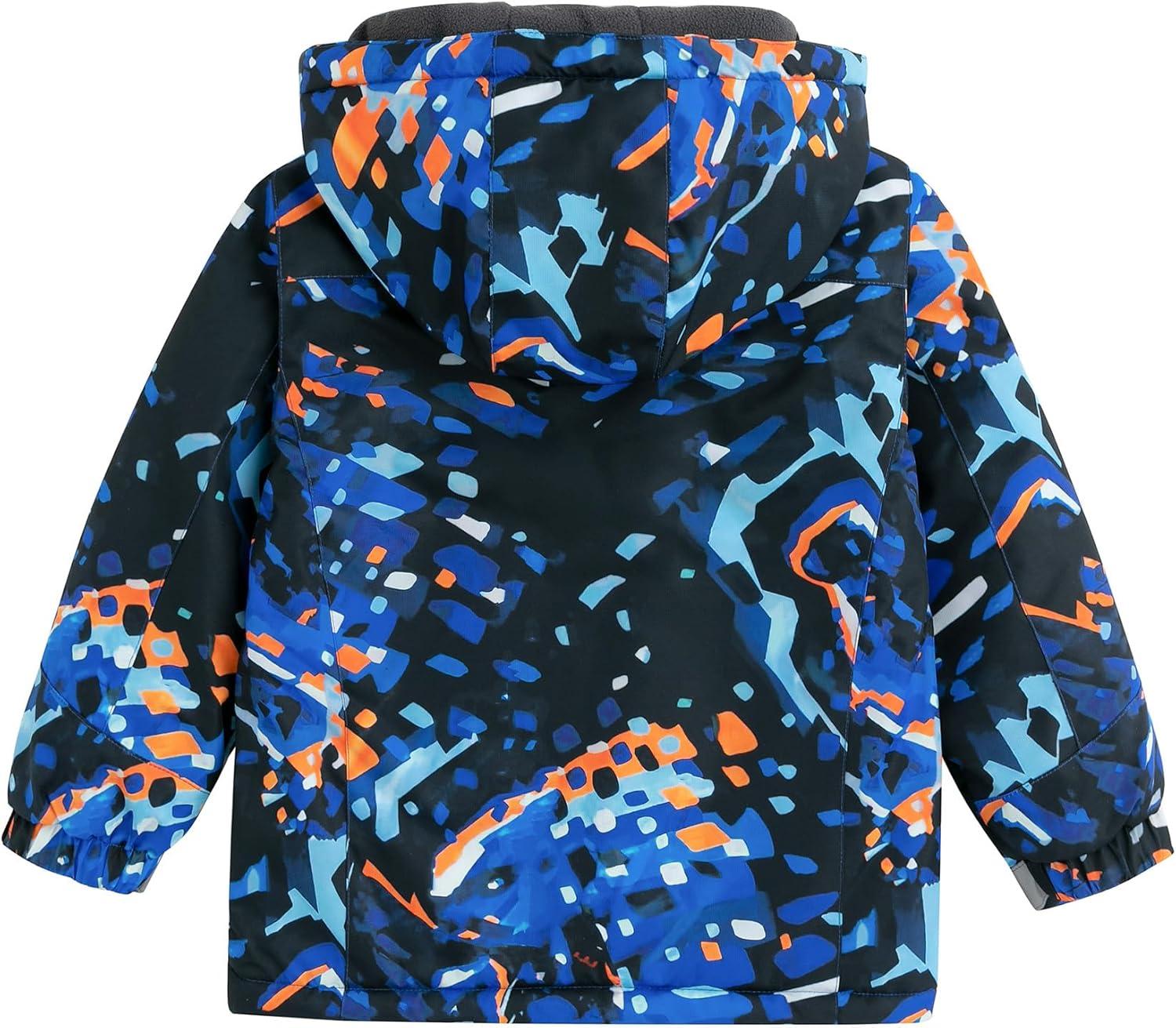 imageSimplee kids Boy Winter Coat Waterproof Ski Jacket Fleece Hooded Snow Warm Padded RaincoatsAgeometric Starry Sky