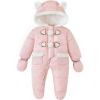 imageSimplee kids Baby Infant Girls Snowsuit Winter Hooded Footed Warm Jumpsuit Outerwear with Gloves for 1824 MonthEpink