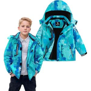 imageSimplee kids Boy Winter Coat Waterproof Ski Jacket Fleece Hooded Snow Warm Padded RaincoatsAblue Doodle