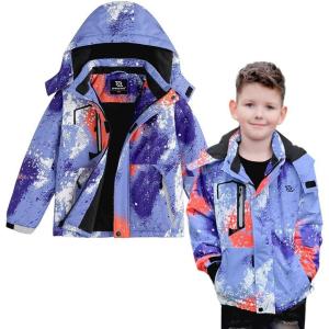 imageSimplee kids Boy Winter Coat Waterproof Ski Jacket Fleece Hooded Snow Warm Padded RaincoatsAfcolour Ink