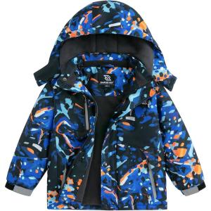 imageSimplee kids Boy Winter Coat Waterproof Ski Jacket Fleece Hooded Snow Warm Padded RaincoatsAgeometric Starry Sky