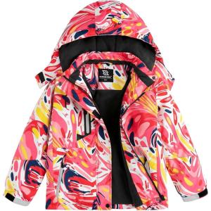 imageSimplee kids Girls Waterproof Ski Snow Jacket Fleece Raincoat Colorful Winter Coat Warm HoodedMred Halo