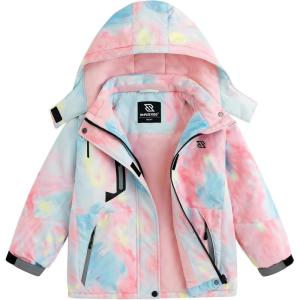 imageSimplee kids Girls Waterproof Ski Snow Jacket Fleece Raincoat Colorful Winter Coat Warm HoodedOpink Snow Mountain