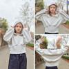imageSimplee kids Girls Sweatshirt Half Zip up Hoodies 514T Cropped Hoodie Black White Sweatshirts with Long SleeveThumb HoleGrey