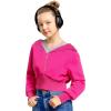 imageSimplee kids Girls Sweatshirt Half Zip up Hoodies 514T Cropped Hoodie Black White Sweatshirts with Long SleeveThumb HoleHot Pink