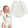 imageSimplee kids Baby Boys Girls Knitted Romper Jumpsuit Long Sleeve Onesie Bodysuits One Piece Outfits SweaterA D White