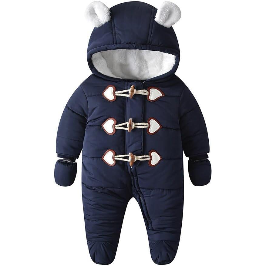 imageSimplee kids Baby Infant Boys Girls Snowsuit Winter Hooded Footed Warm Jumpsuit Outerwear with Gloves for 1218 Months
