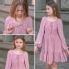 imageSimplee kids Girls Dresses Fall Long Sleeve Dress for Girl Tween Off Shoulder Smocked Dresses Size 415 YearsApink