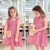 imageSimplee kids Girls Dresses Off The Shoulder Summer Tween Dress Smocked Ruffle Puff Sleeves Dresses for Girl Kids 415 YearsBpink With Bag