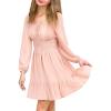 imageSimplee kids Girls Dresses Fall Long Sleeve Dress for Girl Tween Off Shoulder Smocked Dresses Size 415 YearsBpink