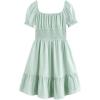 imageSimplee kids Girls Dresses Off The Shoulder Summer Tween Dress Smocked Ruffle Puff Sleeves Dresses for Girl Kids 415 YearsBpink With Bag