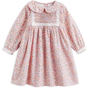 imageSimplee kids Baby Girls Smocked Dress Handmade Spring Fall Casual Dresses Floral Print Sundress Princess Dress for ToddlersEpink