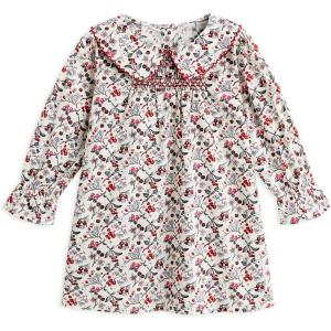 imageSimplee kids Baby Girls Smocked Dress Handmade Spring Fall Casual Dresses Floral Print Sundress Princess Dress for ToddlersEwine Red Floral