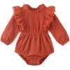 imageSimplee kids Baby Girls Rompers Long Sleeve Pompoms Infant Toddler Jumpsuit for Spring Fall WinterEzbrickred