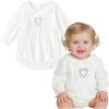 imageSimplee kids Baby Infant Girls Cotton Long Sleeve Summer Ruffle Romper 324 MonthsAwhiteheart