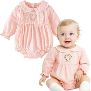imageSimplee kids Baby Infant Girls Cotton Long Sleeve Summer Ruffle Romper 324 MonthsApinkheart
