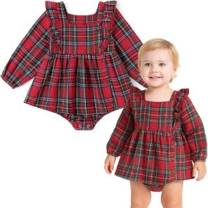 imageSimplee kids Baby Infant Girls Cotton Long Sleeve Summer Ruffle Romper 324 MonthsAplaidred
