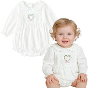 imageSimplee kids Baby Infant Girls Cotton Long Sleeve Summer Ruffle Romper 324 MonthsAwhiteheart
