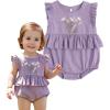 imageSimplee kids Baby Boys Girls Ruffle Romper Summer Outfit Jumpsuit Linen BodysuitsBbpurple