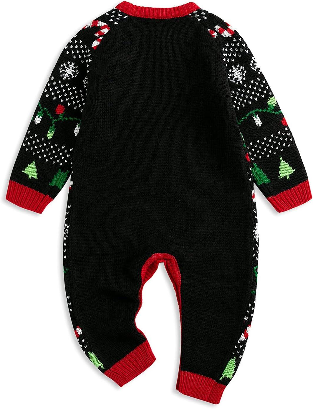 imageSimplee kids Ugly Christmas Sweater Family Matching Outfits for Holiday Party Knitted PulloverBlack Dinosaur Jumpsuit