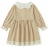 imageSimplee kids Baby Girls Peter Pan Collar Dress Long Sleeve Dress for Winter Autumn 12M6TKhaki