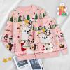 imageSimplee kids Ugly Christmas Sweater Family Matching Outfits for Women Men Party Sweaters Knitted PulloverSnowbearpink