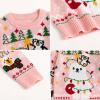 imageSimplee kids Ugly Christmas Sweater Family Matching Outfits for Women Men Party Sweaters Knitted PulloverSnowbearpink