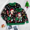 imageSimplee kids Ugly Christmas Sweater Family Matching Outfits for Women Men Party Sweaters Knitted PulloverSpace Santa Clausgreen