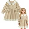 imageSimplee kids Baby Girls Peter Pan Collar Dress Long Sleeve Dress for Winter Autumn 12M6TKhaki