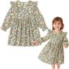 imageSimplee kids Baby Toddler Girls Casual Dress Toddler Smocking Dress Floral Print Sundress for Spring Summer 12M6TBdfloral Green