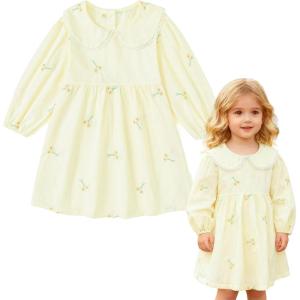 imageSimplee kids Baby Girls Peter Pan Collar Dress Long Sleeve Dress for Winter Autumn 12M6TApricot