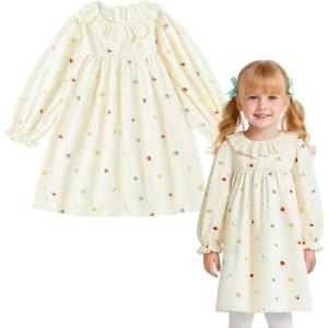 imageSimplee kids Baby Toddler Girls Casual Dress Toddler Smocking Dress Floral Print Sundress for Spring Summer 12M6TAlight Yellow