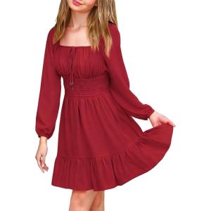 imageSimplee kids Girls Dresses Fall Long Sleeve Dress for Girl Tween Off Shoulder Smocked Dresses Size 415 YearsBred