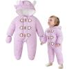 imageSimplee kids Baby Infant Boys Girls Snowsuit Winter Hooded Footed Warm Jumpsuit Outerwear with Gloves for 324 MonthsEpurple