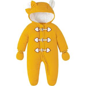 imageSimplee kids Baby Infant Boys Girls Snowsuit Winter Hooded Footed Warm Jumpsuit Outerwear with Gloves for 324 MonthsFyellow