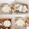 imageSimplee kids Baby Girl Knit Cardigan Sweater Cream Cotton Autumn CoatAwhite Heart