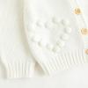 imageSimplee kids Baby Girl Knit Cardigan Sweater Cream Cotton Autumn CoatAwhite Heart