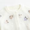 imageSimplee kids Baby Girl Knit Cardigan Sweater Cream Cotton Autumn CoatBwhite