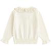 imageSimplee kids Baby Girl Knit Cardigan Sweater Cream Cotton Autumn CoatBwhite Heart