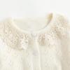 imageSimplee kids Baby Girl Knit Cardigan Sweater Cream Cotton Autumn CoatBwhite Heart