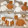 imageSimplee kids Baby Girl Knit Cardigan Sweater Cream Cotton Autumn CoatFcaramel With Hat