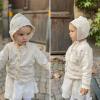 imageSimplee kids Baby Girl Knit Cardigan Sweater Cream Cotton Autumn CoatFcream With Hat