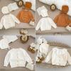 imageSimplee kids Baby Girl Knit Cardigan Sweater Cream Cotton Autumn CoatFcream With Hat