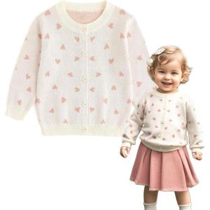 imageSimplee kids Baby Girl Knit Cardigan Sweater Cream Cotton Autumn CoatAabeige