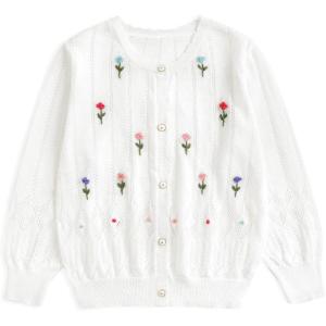 imageSimplee kids Baby Sweater Toddler Girls Cardigan Sweater Embroidered Strawberry Knit SweaterAcwhite