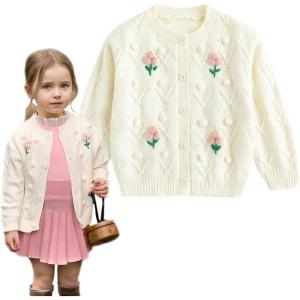 imageSimplee kids Baby Sweater Toddler Girls Cardigan Sweater Embroidered Strawberry Knit SweaterCflower