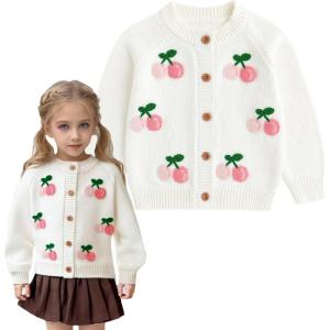 imageSimplee kids Baby Sweater Toddler Girls Cardigan Sweater Embroidered Strawberry Knit SweaterEbeige