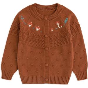 imageSimplee kids Baby Sweater Toddler Girls Cardigan Sweater Embroidered Strawberry Knit SweaterKbrick Red